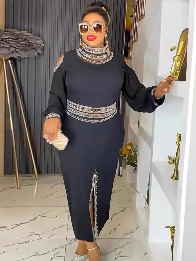 2025 Long Sleeve Dresses For Women Dubai African Wedding Party Prom Evening Gown Dashiki Africa Clothing Office Ladies Robes
