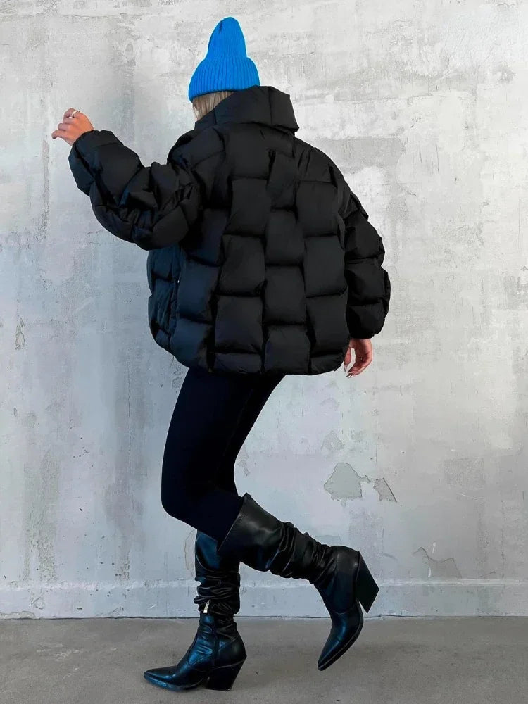 Winter Jackets for Women 2025 Thick Warm Loose Fashion Quilted Jacket Women Interchange Design High Street Green Winter Coat