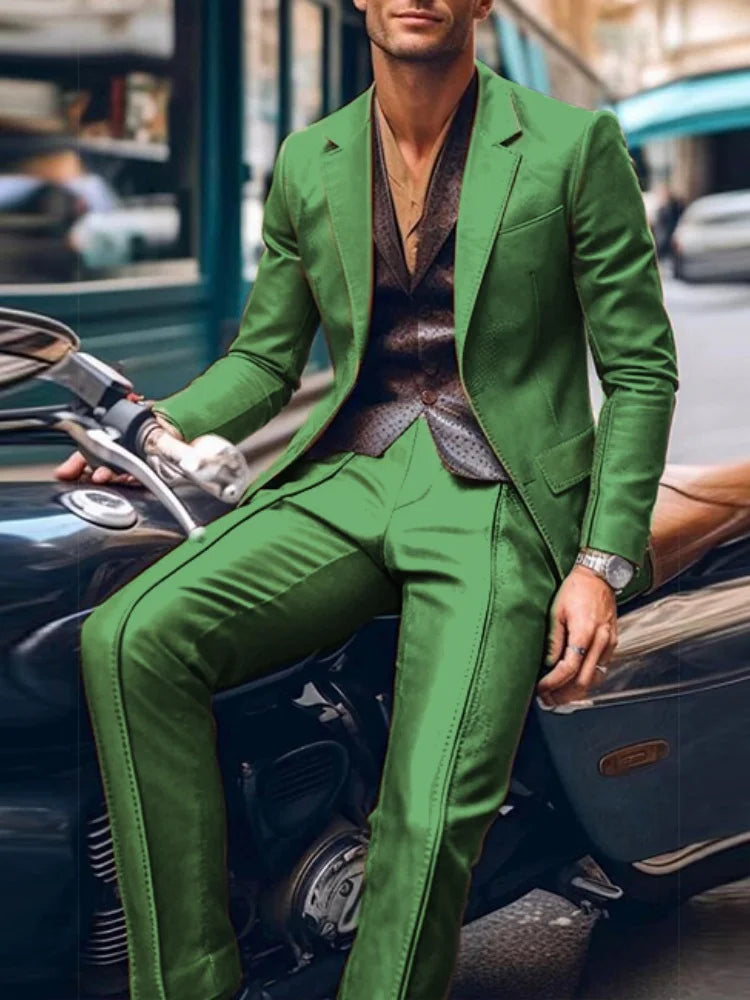 PU 2 Piece Men Suit Formal Business Wedding Suits for Men Best Man Blazer Groom Wear Tuxedos Slim Fit Costume Homme Mariage
