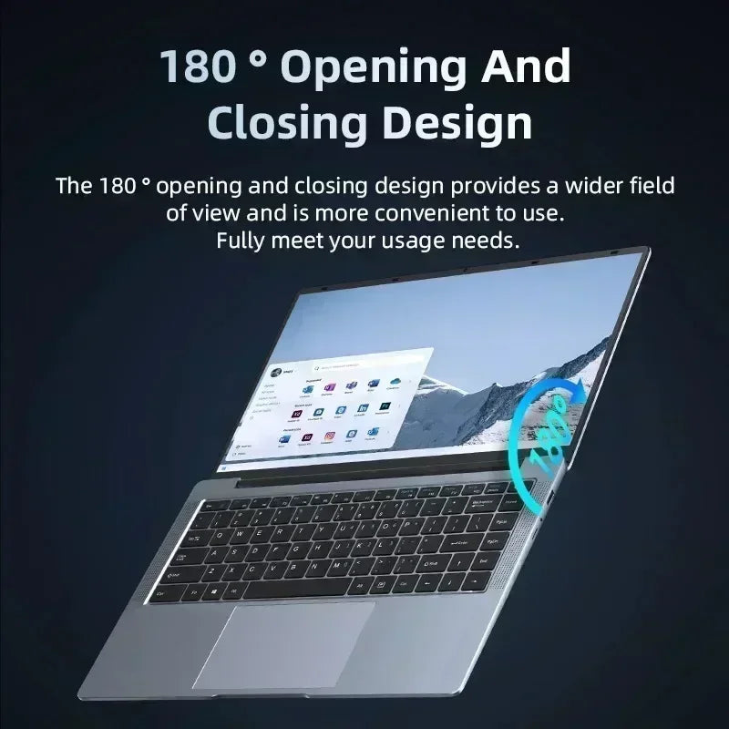 14.1" Ultra Slim Laptop 16GB RAM 2TB SSD Intel N3700 Notebook Gamer Windows 11 Pro 1920*1080 Display Office Study Computer PC