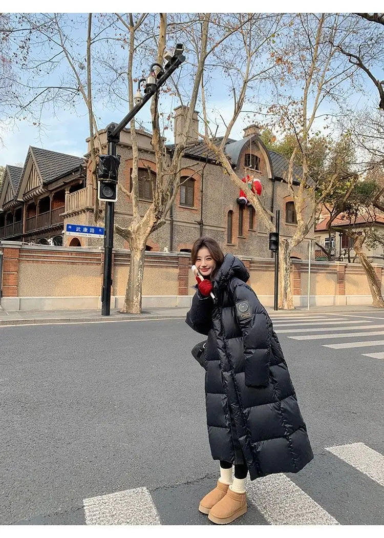 Winter Women Clothing Warm Long Parka Thick Over-the-knee Puffer Jacket Zipper Black Cotton-padded Coats Windproof Jackets New