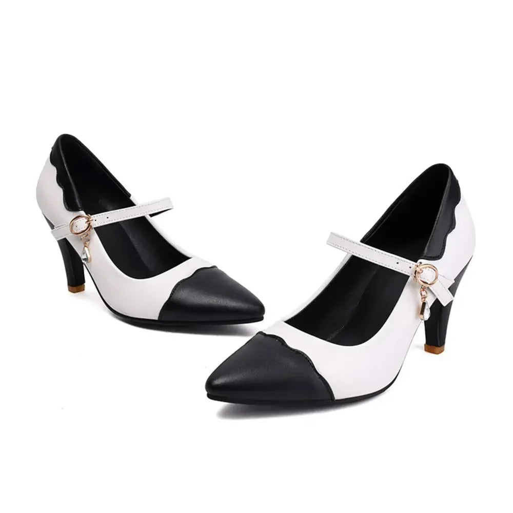 Zapatos De Mujer New Elegant Fahsion Women Shoes High Heels Buckle Strap Pointed Toe Pumps Wedding Shoes Bride Big Size 46 2513