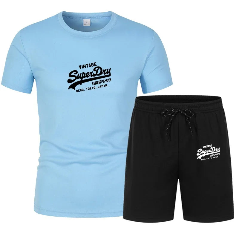 Men's summer sportswear tops, T-shirts, sports shorts, 2025 new T-shirt sets, quick-drying clothes