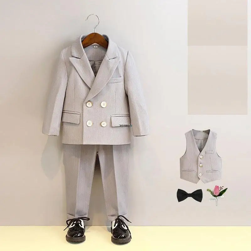 Flower Boys Photography Suit Baby Kids Formal Ceremony Costume Children Birthday Wedding Party Dress Performance Tuxedo Set