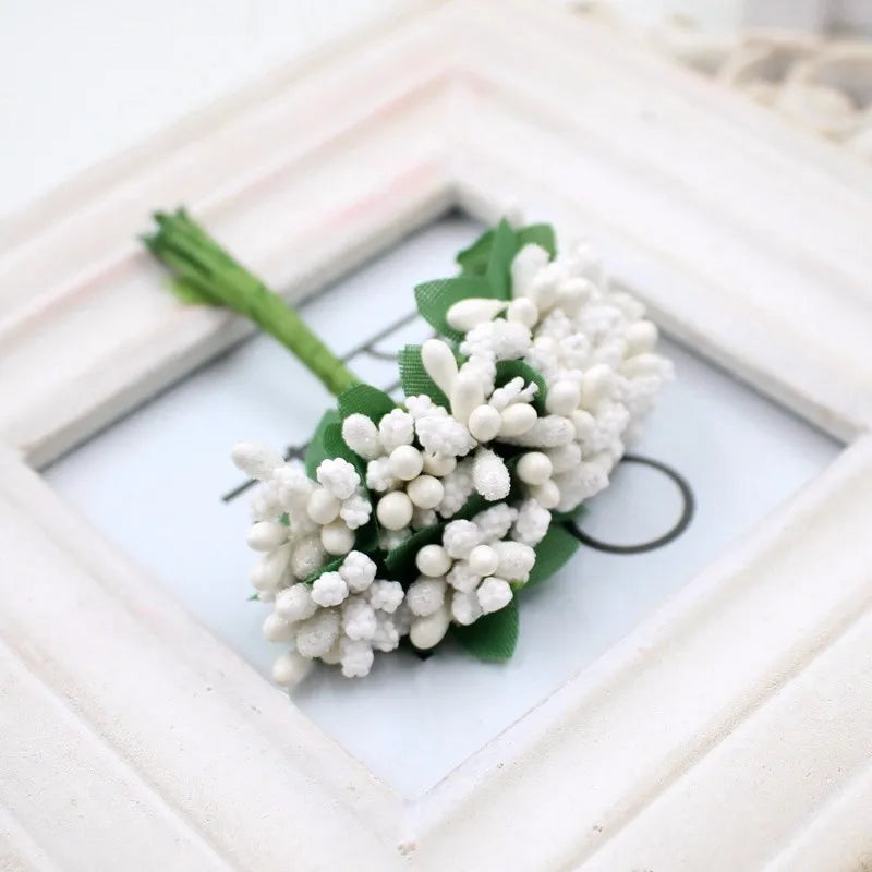 12pcs pearl Berry Artificial Stamen Flower For Wedding Home Decoration Pistil DIY wreath Scrapbooking Craft Fake Flowers