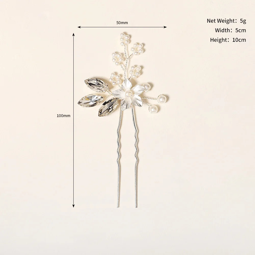 Fashion Pearl Rhinestone Flower Hair Pins barrette Bride Wedding Jewelry Accessories Hair Clips Headpiece For Women