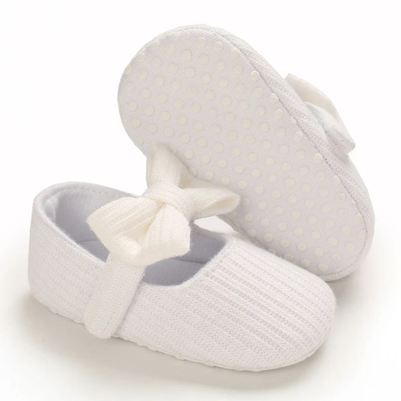 Newborn Toddler Baby Shoes Girl Baby Crib Shoes Princess Flower Bow Baby Cotton Sole First Walker Sneakers 0-18 Months