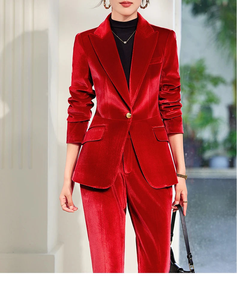 Yitimuceng 2025 New Fashion Office Women Two Piece Set of Fashionable Slim Fit Single Button Long Sleeved Women Long Pants Set