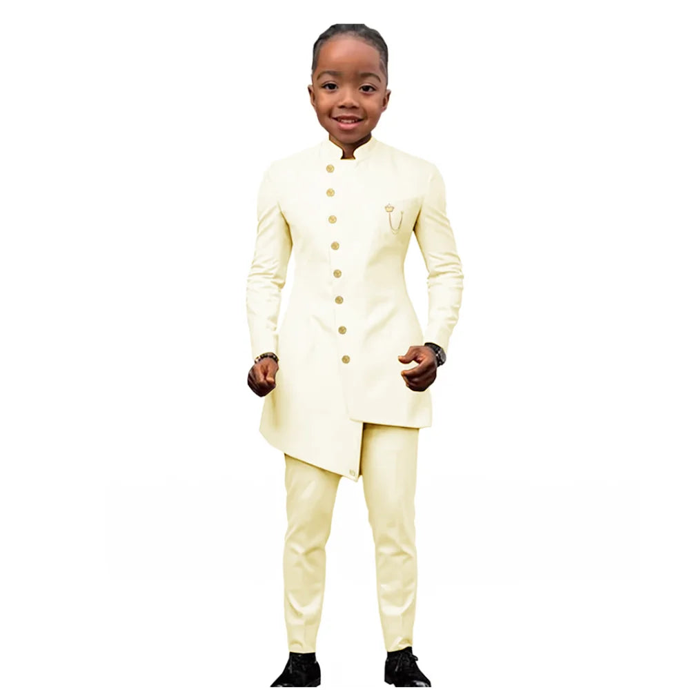 African Boys Suit 2 Piece Set (Jacket+Pant) Long Blazer for Kids Wedding Tuxedo Custom Size Boys Blazer