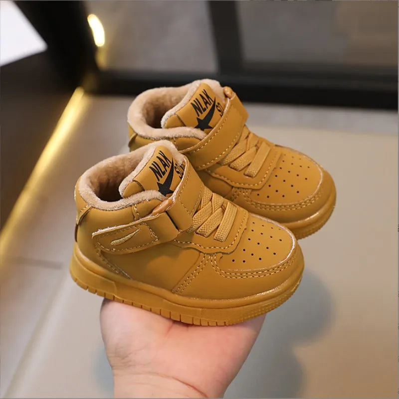 Autumn Winter New Children's Sports Shoes Boys' High Top Board Shoes Girls' Little White Fashion Children's Basketball Shoes