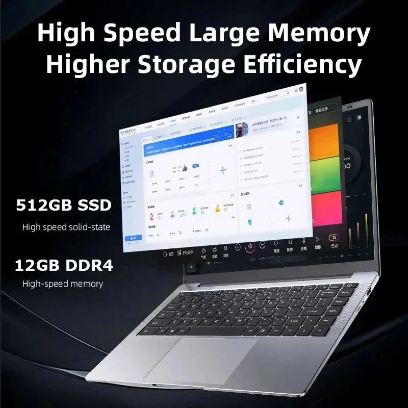 14.1 inch Laptop Computer Portable Windows 11 Pro Core i7-7500U Notebook 12GB RAM 1TB 2TB SSD Office Study Laptops