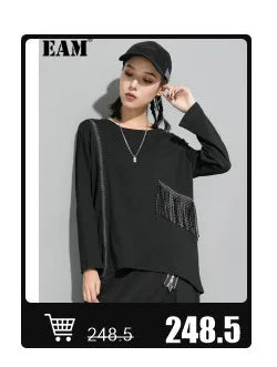 EAM High Waist Two Ways Wear Black Wide Leg Long Pants New Loose Fit Trousers Women Fashion Tide Autumn Spring 2025 1DF3635