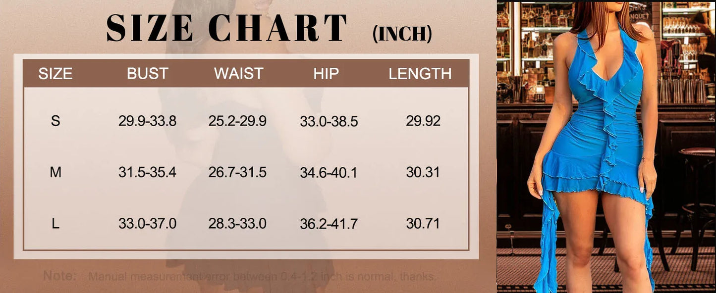 HLJ Sexy Ruffle Y2K Mini Dress For Women Halter Neck Backless Fringed Ruched Cocktail Summer Party Tassels Short Dresses