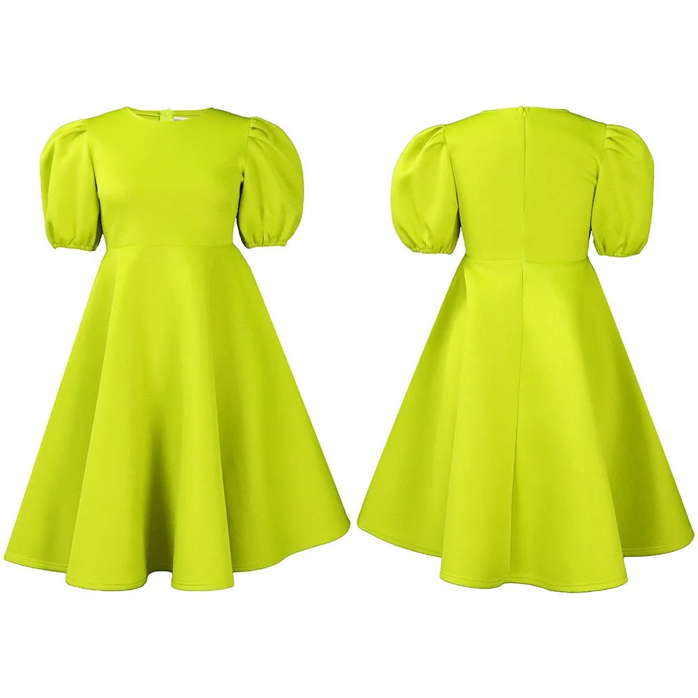 Elegant Party Dresses for Women O Neck Short Sleeve High Waisted A Line Pleated Mid Calf Luxury Birthday Dinner Vestidos Mujer
