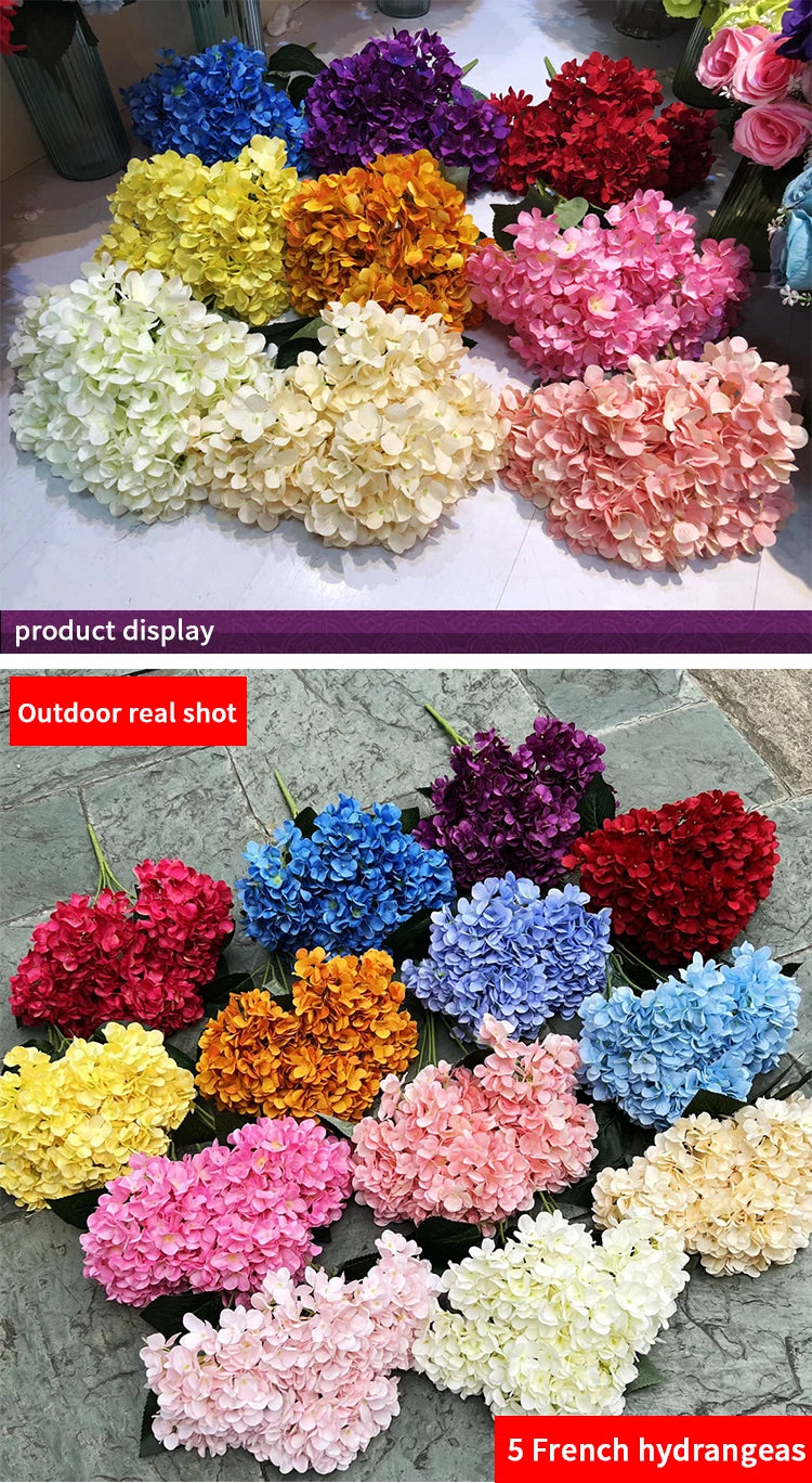 5 Heads Hydrangea Bouquet Silk Artificial Flowers for Party Wedding Living Room Decoration Accessories Home Decor Fake Flowers