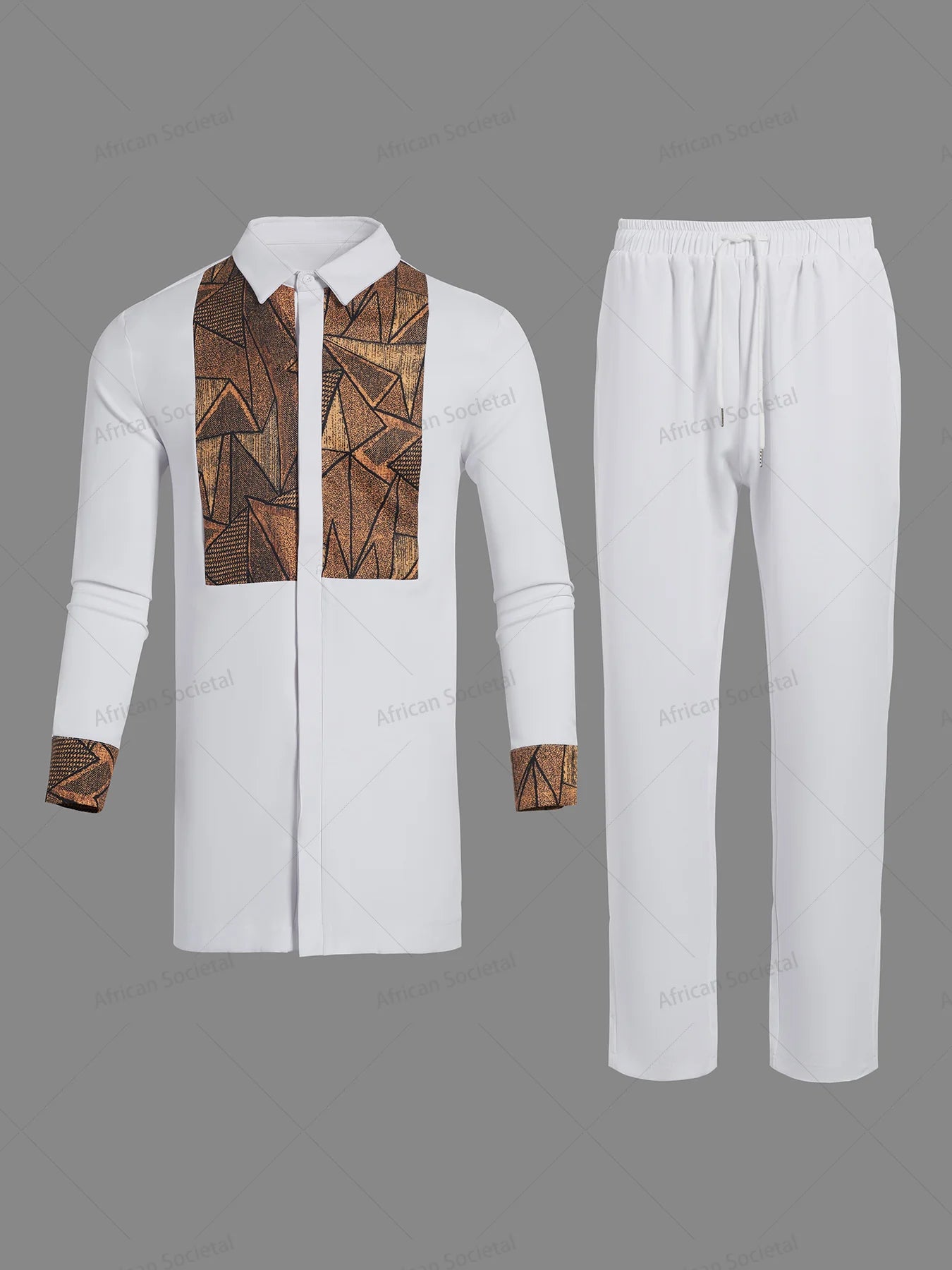 African Traditional Men's Clothing 2Pc Luxury Elegant Full Suits Male Pant Sets To Dress Native Outfit Ethnic Dashiki Kaftan