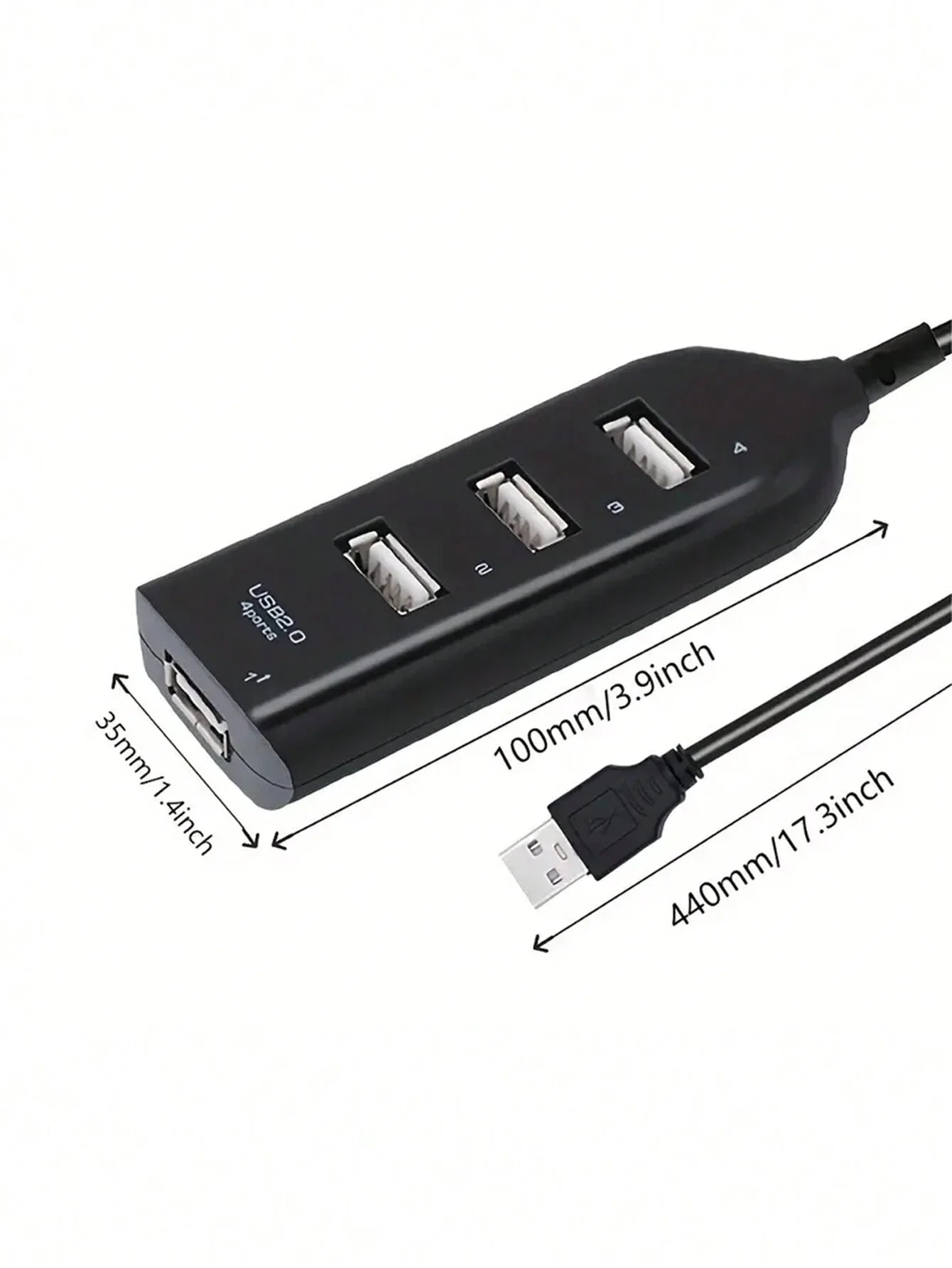 1pc White USB 4-Port Hub Expander Computer Accessory