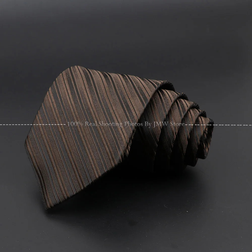 New Design Wedding Men Tie Brown Solid Striped Paisley Flower Neckties Men Business Dropshipping Groom Collar Accessories Gift