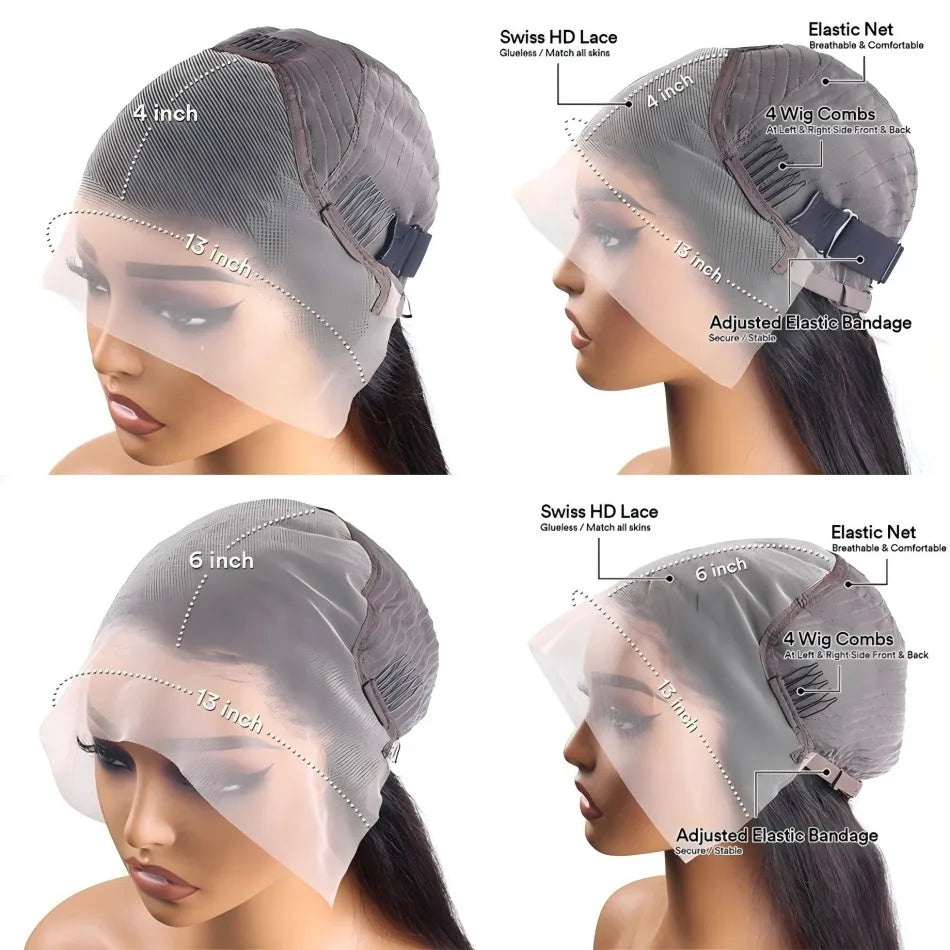 40 inch Deep Wave 13x6 HD Lace Frontal Wigs For black Women Water Wave Curly Lace Frontal Wigs 13x4 Lace Front Wig Human Hair