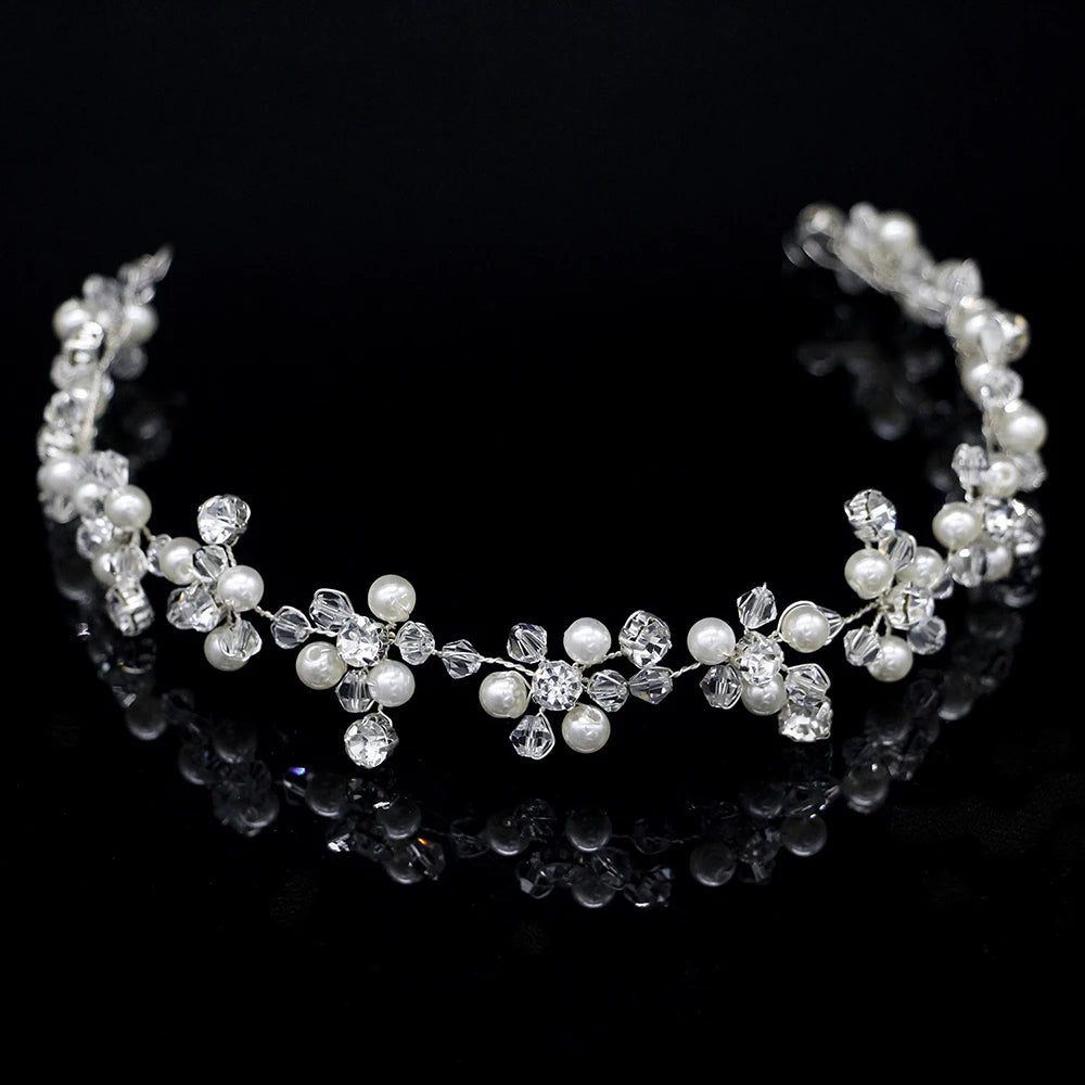 Bridal Wedding Headbands Full Pearl and Rhinestones Tiaras Hairbands For Women Bride Bridal Wedding Hair Accessories Jewelry