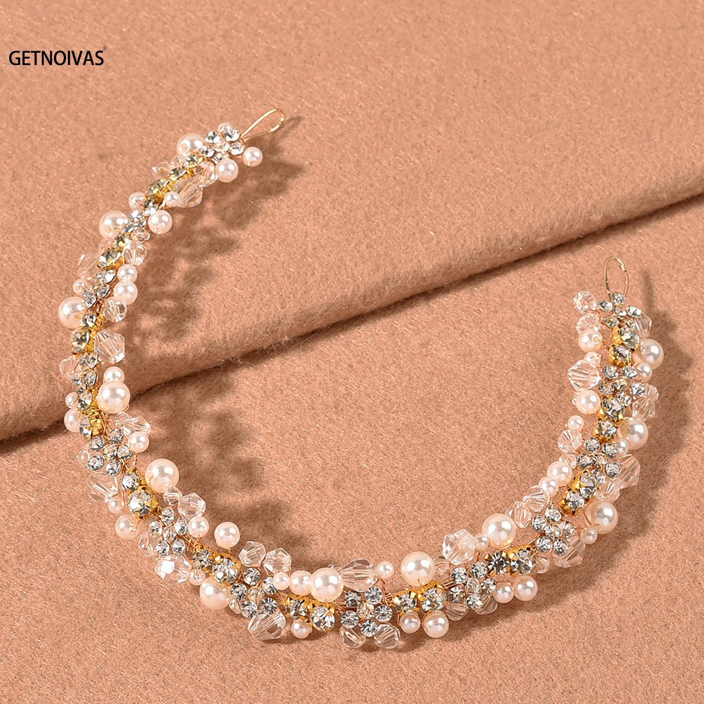 Bridal Wedding Headbands Full Pearl and Rhinestones Tiaras Hairbands For Women Bride Bridal Wedding Hair Accessories Jewelry