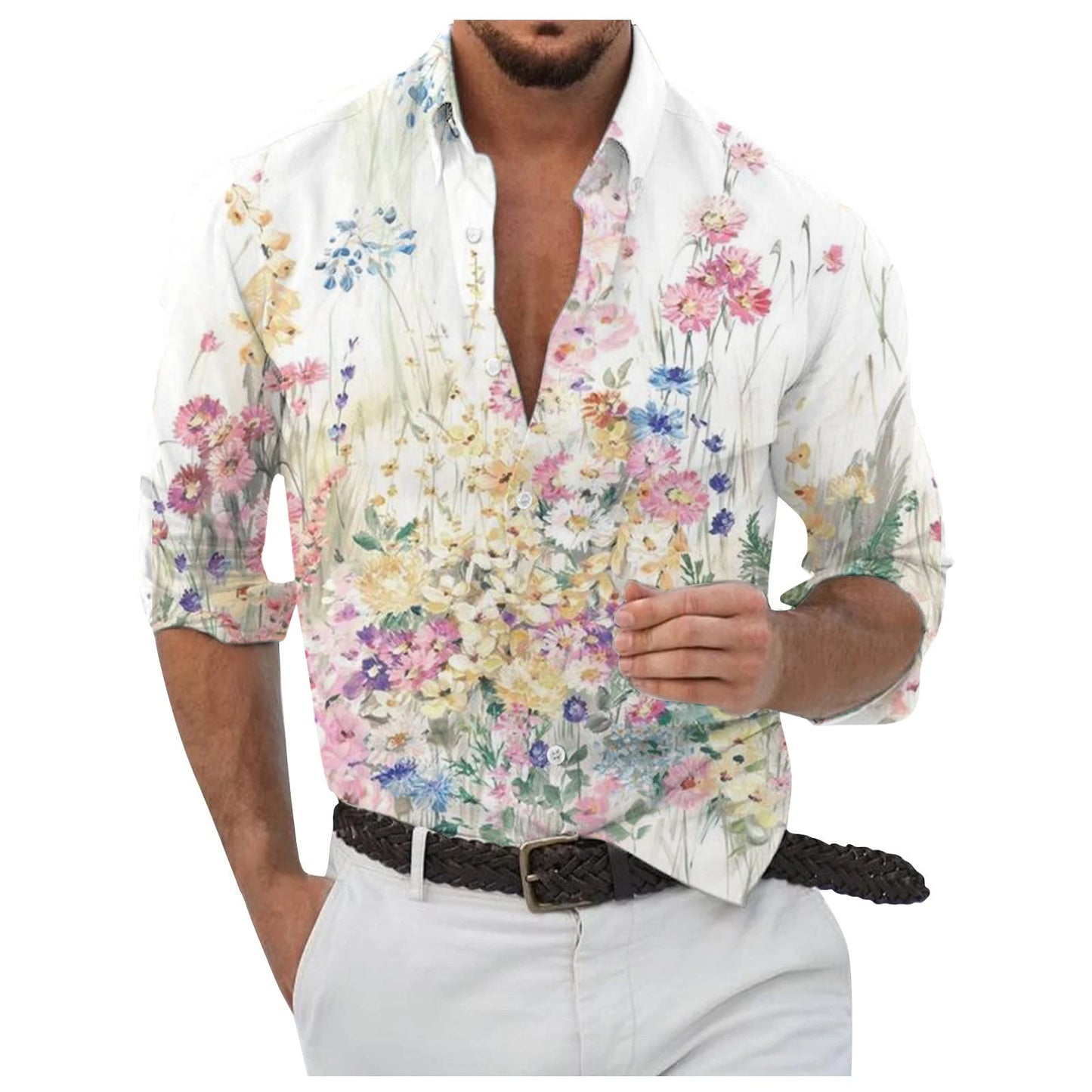 Men's Button Up Shirt Music Notes Collar 3D Print Daily Vacation Long Sleeve Print Clothing Apparel Hawaiian Casual Beach