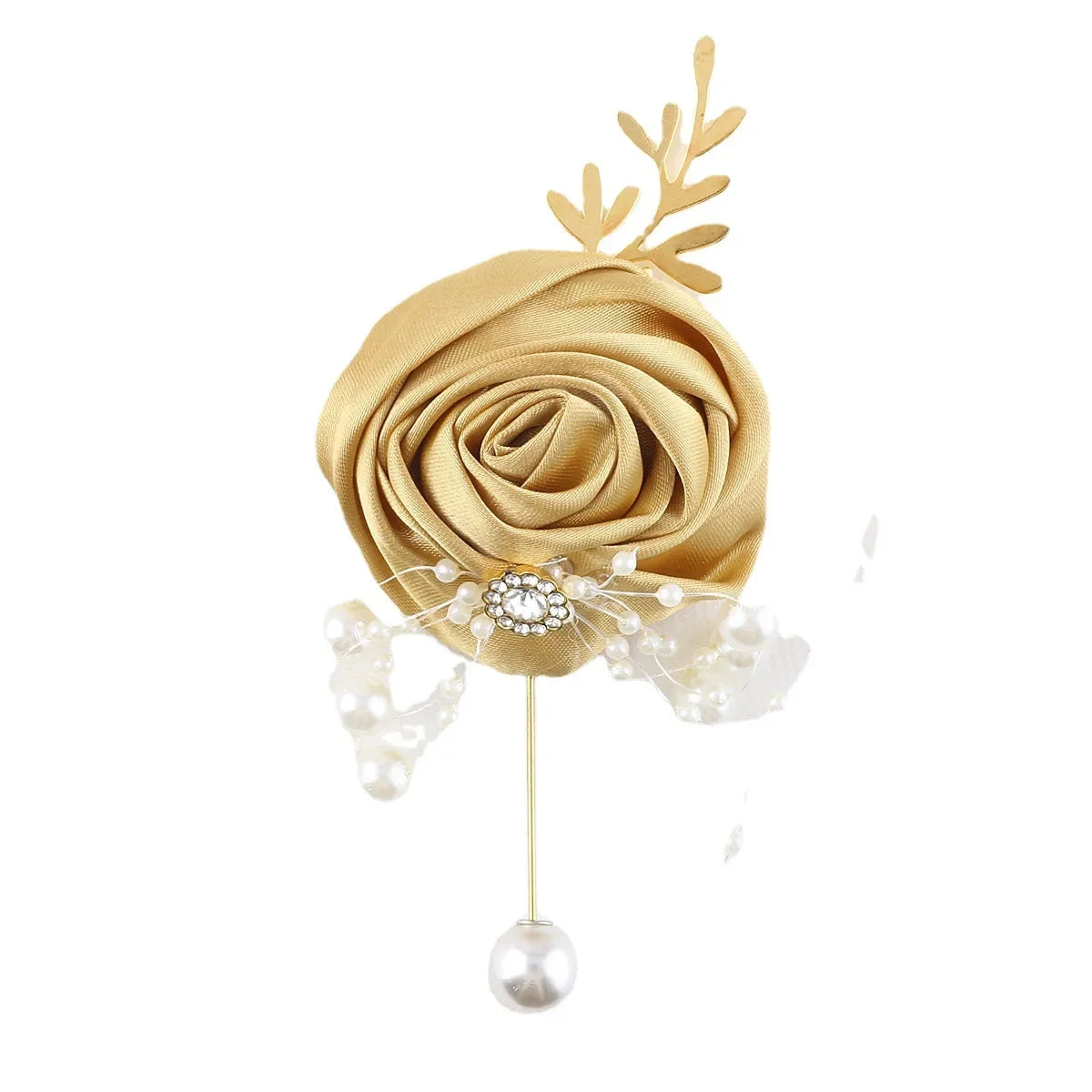 Gold Artifical Rose Flowers Bridesmaid Marriage Groomsman Boutonniere for Wedding Accessories