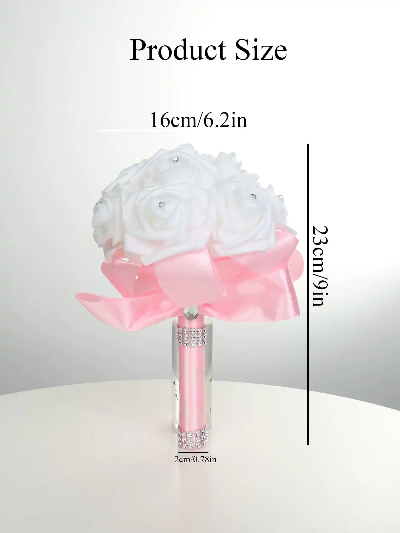 1PC Cheapest PE Rose Bridesmaid Wedding Foam Flowers Rose Bridal Bouquet Ribbon Fake Wedding Bouquet