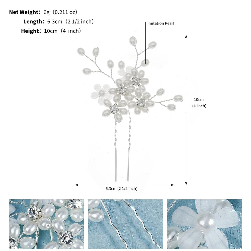 Fashion Pearl Rhinestone Flower Hair Pins barrette Bride Wedding Jewelry Accessories Hair Clips Headpiece For Women