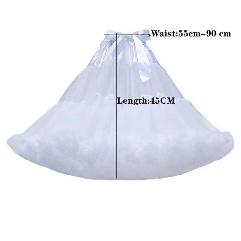 Girls Ruffled Short Petticoat with/no Hoop Solid Color Fluffy Bubble Tutu Skirt Puffy Half Slip Prom Crinoline Underskirt