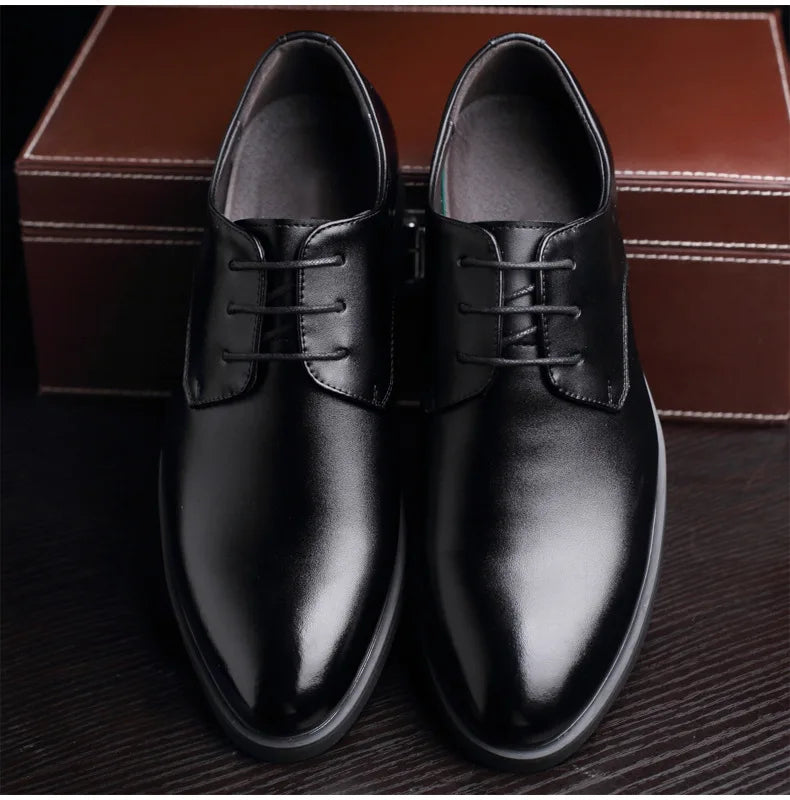 Men's Breathable Leather Shoes Black Soft Leather Soft Bottom Spring And Autumn Best Man Men's Business Formal Wear Casual Shoe