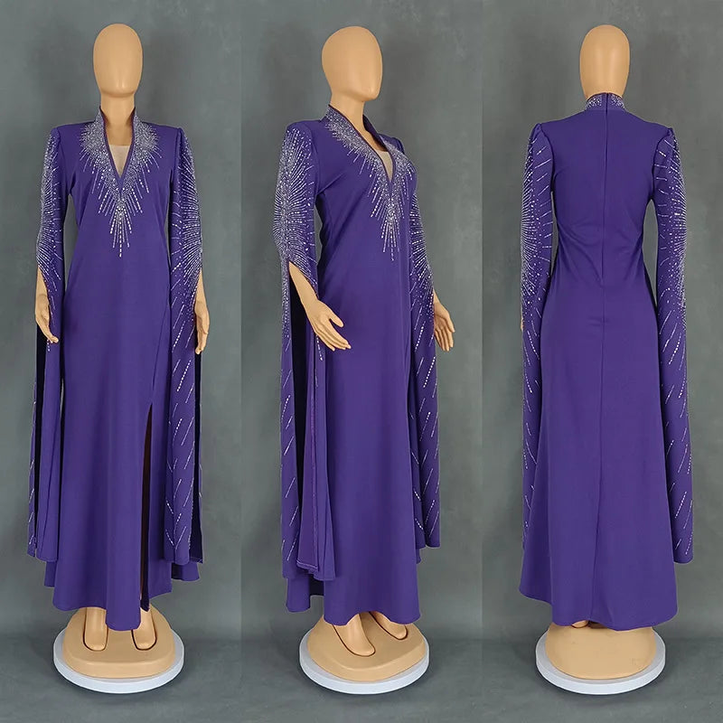 African Women Light Luxury Senior Sense Evening Dress Dubai Muslim High Quality Fashion Sequins Maxi Dresses Elegant Slim Abayas