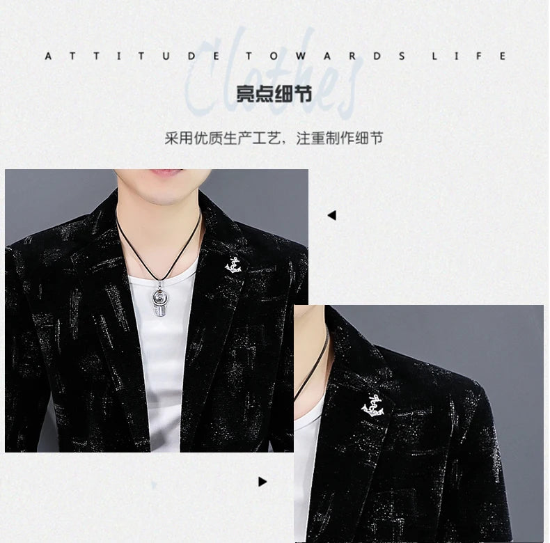 Fashion Handsome Slim Fit Corduroy Suit for Men High Quality Young Boutique Style Single Breasted West Coat M-5XL