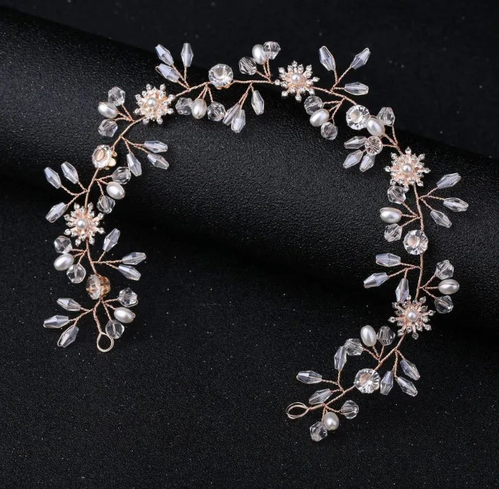 Bridal Bridesmaid Flower Girls Diamante Crystal Pearl Headband Rhinestone Wedding Prom Tiara Women Hair Accessories
