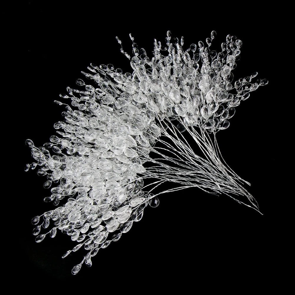 30/50pcs Artificial White Crystal Acrylic Water Droplet Handmade Wedding Bridal Bouquets Wreath Table DIY Gift Decor Accessories