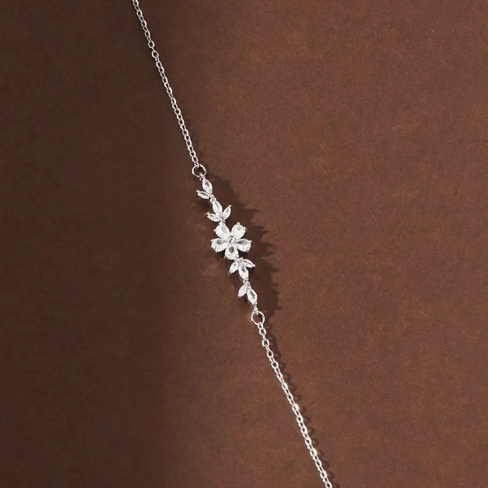 ZAKOL Elegant Zircon Flowers Bracelet For Women Girls Minimalist Charm Gold Color Chain Bracelets Wedding Jewelry