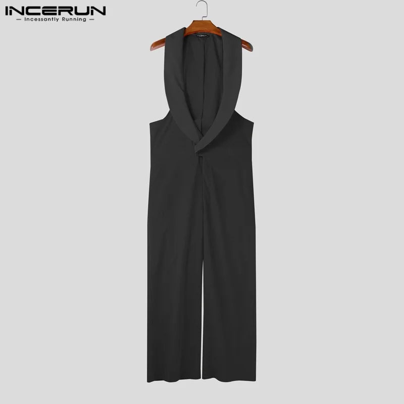Summer Rompers Men Jumpsuits INCERUN Fashion Sleeveless Tops Bottoms Oversize Casual Pants Men's Clothing Overalls Streetwear