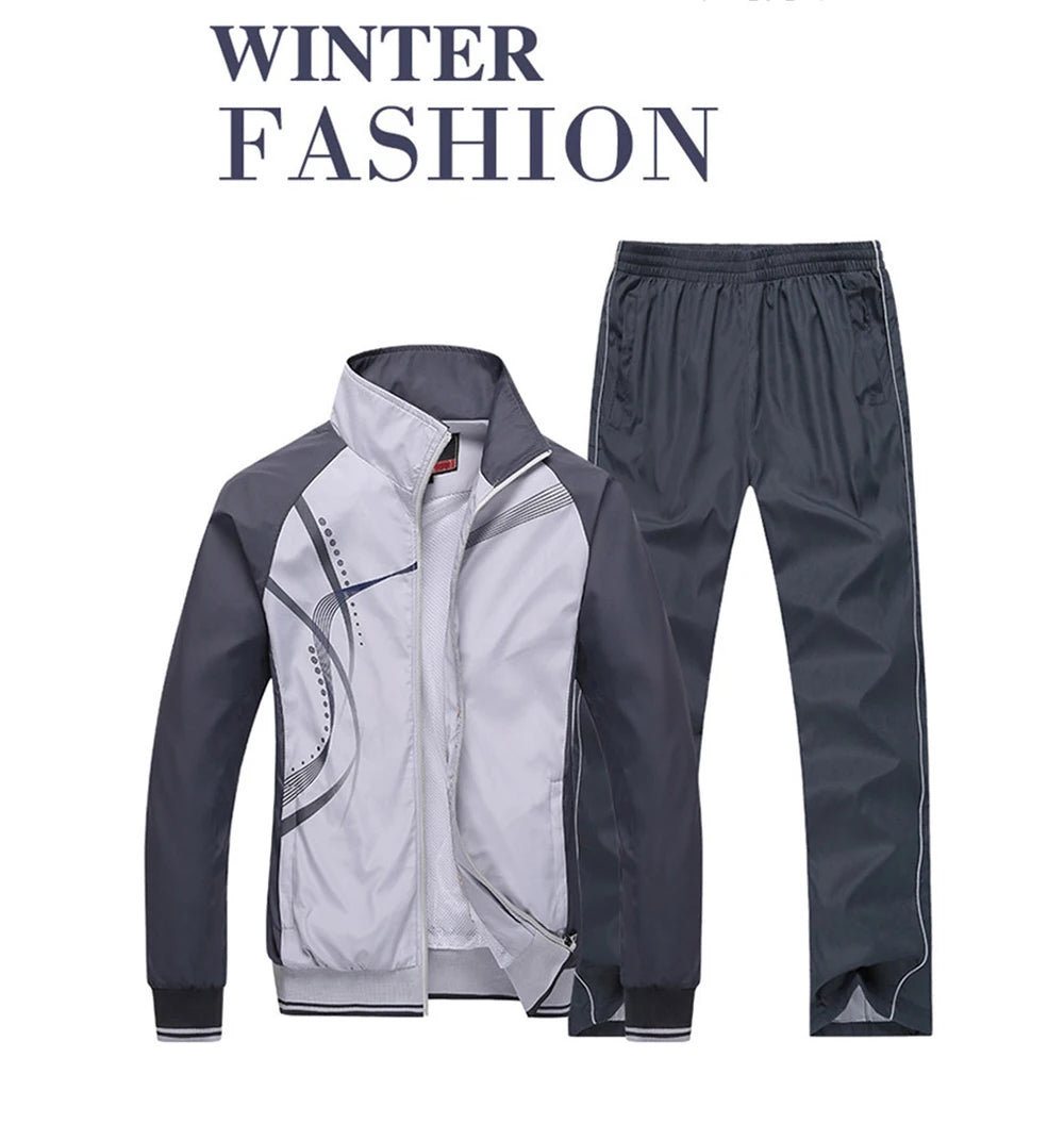 Men Sportswear New Spring Autumn Tracksuit 2 Piece Sets Sports Suit Jacket+Pant Sweatsuit Male Fashion Golfwear Men Clothing 5XL