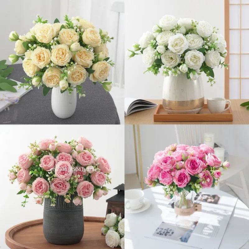 Artificial Flowers Silk Peony Wedding Bridal Bouquet Home Table Outdoor Garden Archway DIY Gift Room Decoration