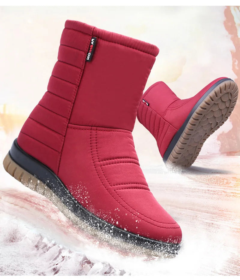 Waterproof Snow Boots Women Winter Shoes Non-slip Cold Winter Women Ankle Boots Non-slip Ladies Cotton Shoes Big Size 42 DX036