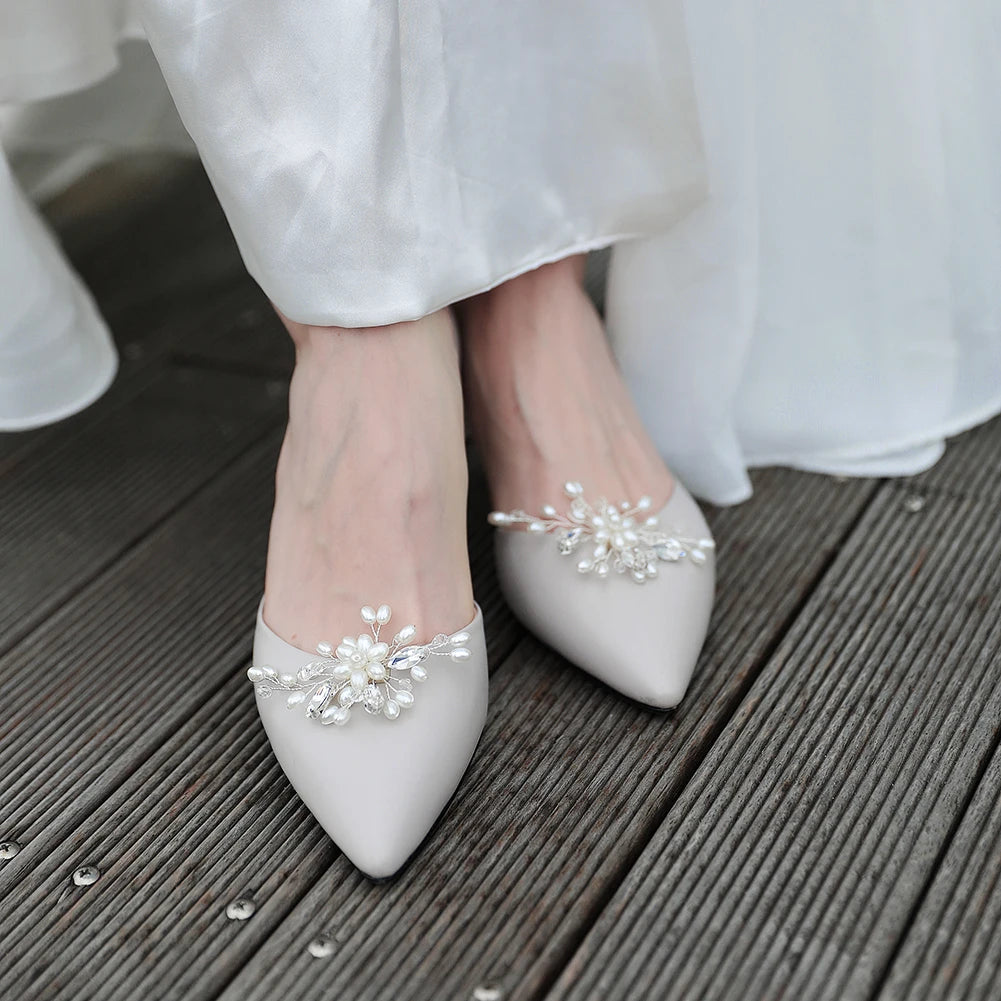 Newest Shinning Rhinestone Shoes Clip Metal Wedding Accessories Crystal Pearl Luxury Shoe Buckle Decorations Gift For Women