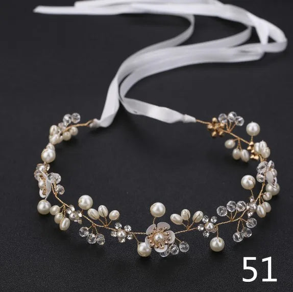 Bridal Bridesmaid Flower Girls Diamante Crystal Pearl Headband Rhinestone Wedding Prom Tiara Women Hair Accessories