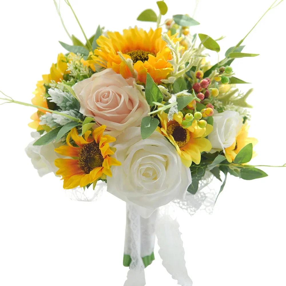 Wedding Supplies Sun Flower Sunflower Holding Flowers Artificial Flower Rose Bridal Bouquet Flower Bouquet Decoration