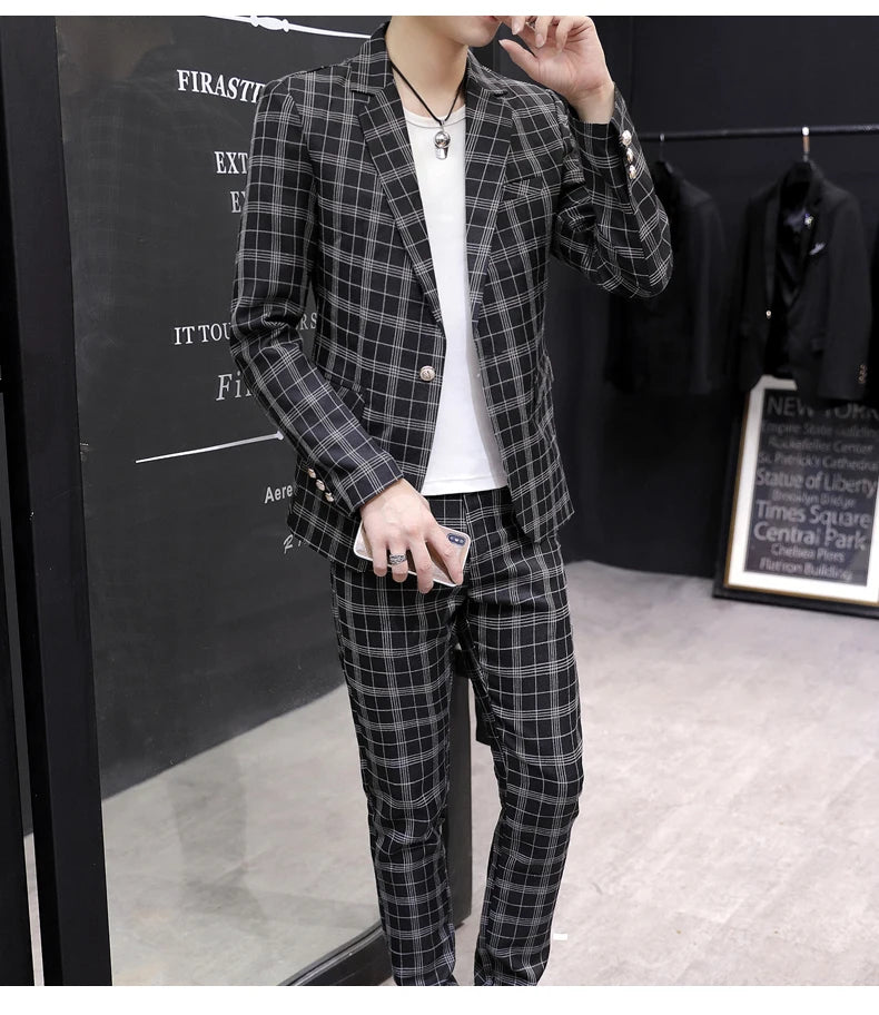 Casual suit jacket fashion loose luffian handsome suit senior sense top single business formal Korean student suit