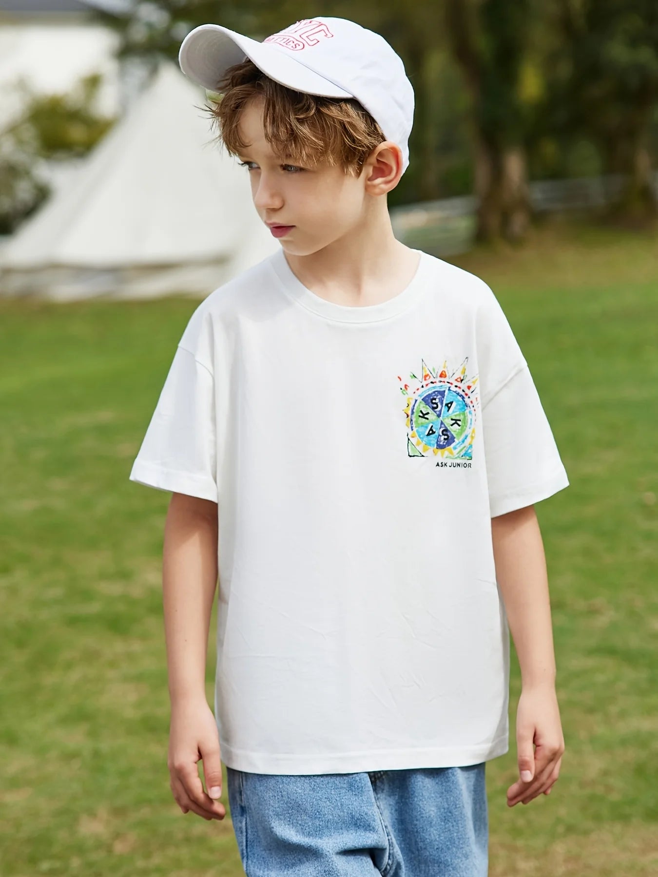 Ask Junior Parent-Child Clothing Summer Boys Half Sleeve T-Shirt Short Sleeve T-Shirt