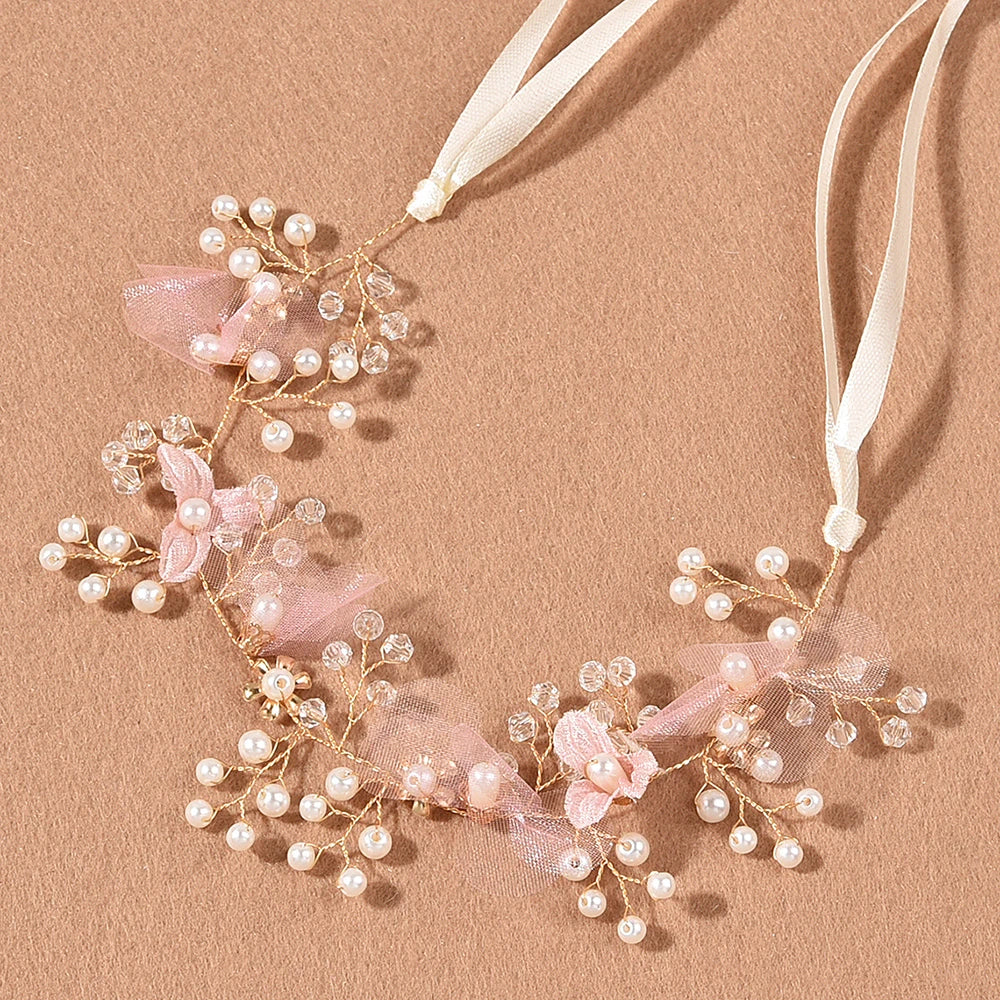 Bridal Wedding Headbands Handmade Bride Tiaras Shiny Rhinestone Flower Hairband Bridal Headpeice Hair Accessories For Women Girl