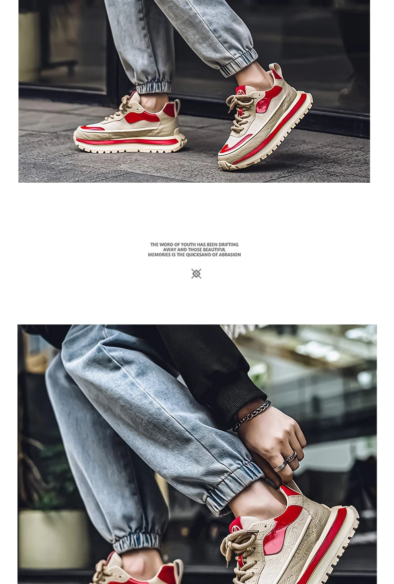 Casual Sneaker Loafers Men's Sneakers Male Sneakers Thick Bottom Shoes for Men Sports and Leisure Soft and Comfortable Non-Slip