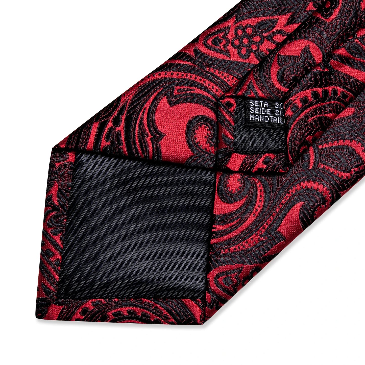 Men's Tie Set with Clip Luxury Retro Red Blue Floral 8cm Necktie Handkerchief Cufflinks Wedding Party Business Accessories Gift