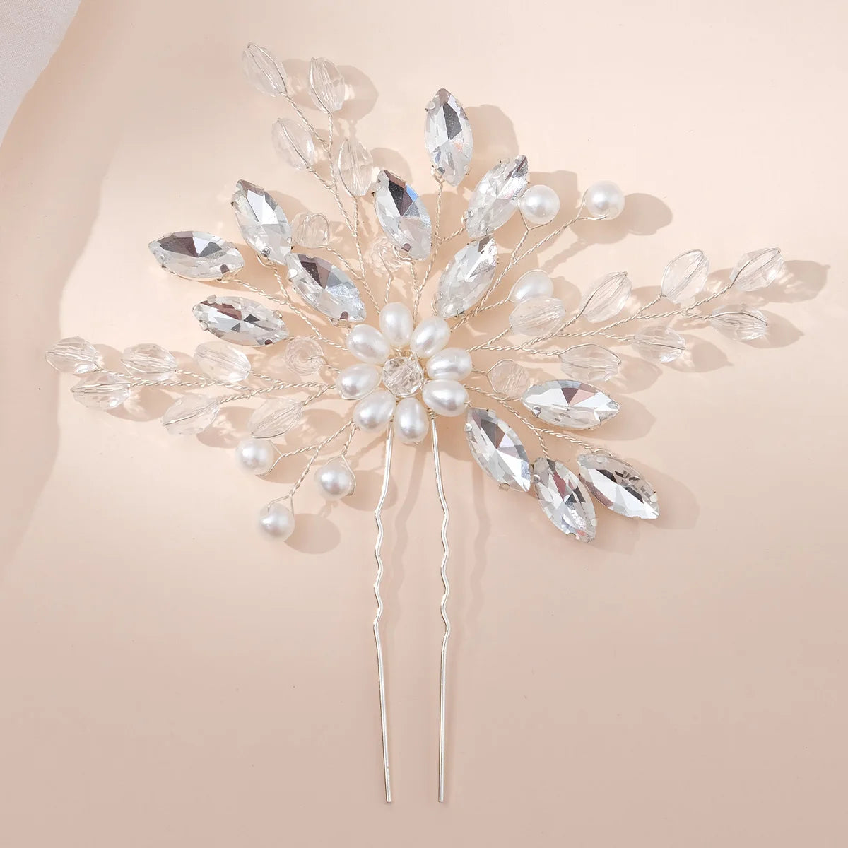 Fashion Pearl Rhinestone Flower Hair Pins barrette Bride Wedding Jewelry Accessories Hair Clips Headpiece For Women