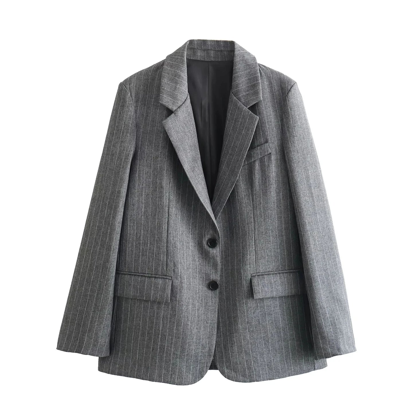 TRAFZA Spring 2 Piec Suits For Women V Neck Long Sleeves Single Breasted Blazer Coat + Folds Streetwear Women's Mini Skirt